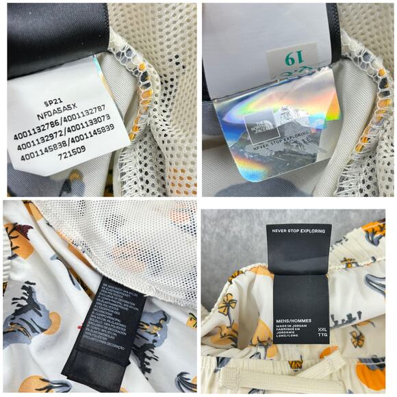 North Face Class V Swim Shorts Mens 2XL Vtg Cream Valley Sun Print AOP Pull On - Picture 11 of 13